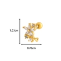 Gold flower cartilage earring with clear zircon heart pendant and pearl details - 10# / Gold Yellow