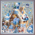 Blue and white Christmas window clings featuring reindeer, snowman and Santa Claus decals - 8-Pack Set BQ532+533+(535-537)+539+540+543