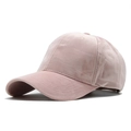Detailed macro view of soft pink velvet baseball cap showing premium texture and fabric finish - Adjustable / Pink