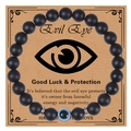 8mm Evil Eye beaded bracelet with matte black natural stones and blue glass charm - Matte Stone - Evil Eye Bracelet