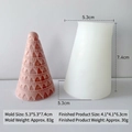 DIY silicone mold for geometric Christmas tree candle showing dimensions and pink wax finish - Triangle Christmas Tree H-1028