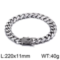 Zilveren cuban link armband voor heren met diamanten sluiting, 220x11mm en 40g - 11mm Zilveren Armband (KB95087-K)
