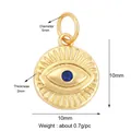 Glücksbringer Evil Eye Anhänger in Gold mit blauem Zirkon und Maßangaben - L559829-Gold Runder Augenanhänger
