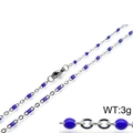 Titanium steel necklace with blue oval beads and lobster clasp closure, silver finish - 400mm*2mm / Purple