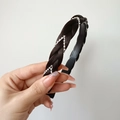 Hand-braided deep brown headband with crystal chain embellishments for women - Four-strand Herringbone Rhinestone (2CM Wide) / Black Brown