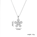 Ciondolo girasole in argento con micro-zirconi e catena elegante in acciaio al titanio - Argento / Zirconia Bianca