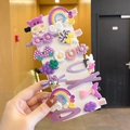Kids' 11-piece purple hair clip set with cute resin animals and Daisy Duck characters - Purple Rainbow Fishtail (1#) / 14 Pieces Set