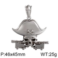 Retro stainless steel pirate skull pendant with hat and cannons, size 46x45mm - No Chain - Cannon Crossbone Skull (KP80006-BD)