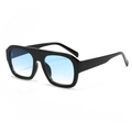 Oversized square sunglasses in black frame and gradient light blue lenses - Black Frame Gradient Blue