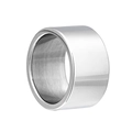 Vista dettagliata a 45 gradi di un anello in acciaio argento lucido largo 12 mm - US 5 / Argento