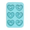 Stampo in silicone azzurro a 6 cavità a forma di cuore per ciambelle e dolci - Blu Nordico