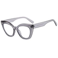 Occhiali da sole cat-eye grigio traslucido con montatura retrò e dettagli in metallo C2 - Lente Piana Anti-Luce Blu / Grigio fumo
