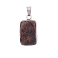 Rectangle natural crystal pendant with reddish brown and black spot texture and metal clasp - Mahogany Obsidian