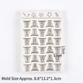Alphabet and sunflower pattern silicone mold for fondant baking and cake decoration - Gray