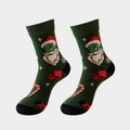 Funny green Grinch character socks in forest green knit for Christmas and Halloween - Evil 05-Green Grinch Style