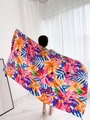 Ethnic style floral beach shawl scarf in vibrant pink and orange with lightweight fabric - Sky Blue-Large Multicolor Floral / 180cm / Sky Blue