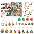 Christmas countdown calendar DIY bracelet set with festive charms and red beads - RC469-2 Flip Lid Blind Box / Silver