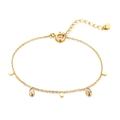 Dettaglio della collana in titanio dorato con gocce di zircone e ciondoli in metallo - Bracciale a Goccia d'Acqua / Oro