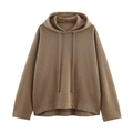 Textura detallada de la tela acanalada marrón en un conjunto de sudadera con capucha - S / Top Topo