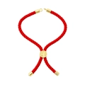 Hand-woven red rope bracelet with adjustable gold-tone metal tree pattern slide clasp - Bracelet: 14