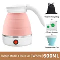 Pink foldable electric kettle set with storage bag, cup and descaling agent pack - Button Mode-Pink-4pcs Set / AU Plug 220V
