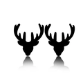 Minimalist black reindeer antler stud earrings in stainless steel with elegant reflections - Deer Head Style (087) / Black