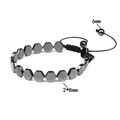 Adjustable woven bracelet with 2x8mm dark grey hexagonal hematite beads and 6mm round accents - 8x8 Hexagon