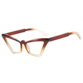 Fashionable cat-eye glasses frame with brown gradient finish and clear lenses - Gradient Tea Frame Clear Lens