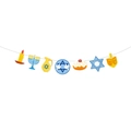 Striscione di carta Happy Hanukkah con candele, dreidels e stelle di David festive - Banner di accessori 1