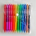 Set of 12 vibrant colored erasable gel pens in a rainbow sequence with clear storage box - Boxed PET (12 Colors)