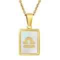 Gold Libra zodiac necklace featuring a shell pendant with mother of pearl inlay - Libra (With Chain)