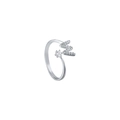 Minimalist adjustable silver letter M ring with sparkling cubic zirconia stones - Letter W