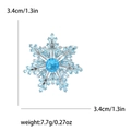 Broche flocon de neige en cristal bleu avec base en argent et détails de dimensions - Bleu