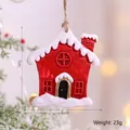 Addobbo per albero di Natale casa rossa in resina con dettagli neve 7x6cm - Casa di Neve