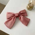Oversized dusty pink satin bow hair clip with smooth silky texture and spring clasp - Pink Large Hair Clip