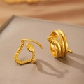 Elegant 18K gold plated snake-shaped open rings with detailed scale texture for women - Gold