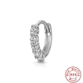 Macro view of S925 sterling silver hoop earring with five sparkling zircon stones - Platinum Single #8