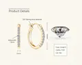 Golden 925 sterling silver hoop earrings with 1.8mm moissanite D color VVS1 - 0.2ct+0.2ct / Gold