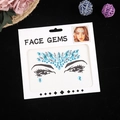 Blue and clear acrylic face gems with teardrop rhinestones for eye and forehead makeup - 165*155mm / Blue