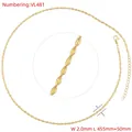 Detailed view of 2.0mm golden water wave chain necklace with lobster clasp and extension - VL481 Gold Necklace