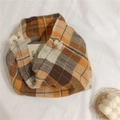 Sac bento en coton et lin à cordon avec motif à carreaux orange et marron - Carreaux Brossés Orange
