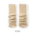 Jambières tricotées kaki chic avec texture côtelée et ourlet à volants pour femme - Kaki Classique