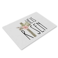 Linen Easter placemat with He Is Risen text, cross and pink flowers design - CD002-20 Cross and Flowers