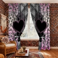 Detail of pink leopard print blackout curtains with heart and rose gothic patterns - 142*160CM / Pink Leopard Heart Pattern