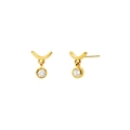 Elegant gold U-shape earrings with hanging clear zircon stone minimalist jewelry design - Gold Style 18-White Stone Moon