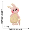 Pink cartoon rabbit embroidery patch with carrot and dress, size 4.8cm x 3cm - Pink Bunny in Dress