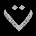 Sparkling silver rhinestone V-shaped necklace and diamond-shaped stud earrings set - Necklace Earrings 2-Piece Set