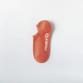 Coral orange low-cut invisible sock with white smiley face and Happy text detail - One Size / Orange Red