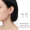 S999 Sterling Silver Crown Hoop Earrings with cat-inspired cutouts and silver finish - Crown