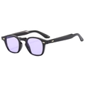 Occhiali da sole rétro neri con lenti viola trasparenti e borchie dorate alla moda - Montatura Nera Lenti Viola C4
